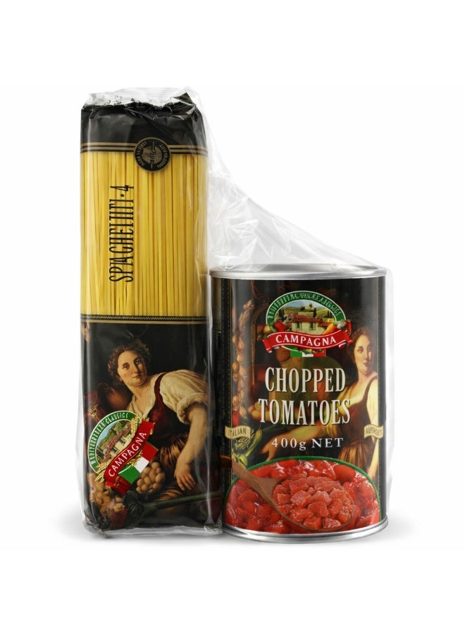 Campagna Chopped Tomatoes & Italian Grade Spaghetti Pasta Bundle - Image 1